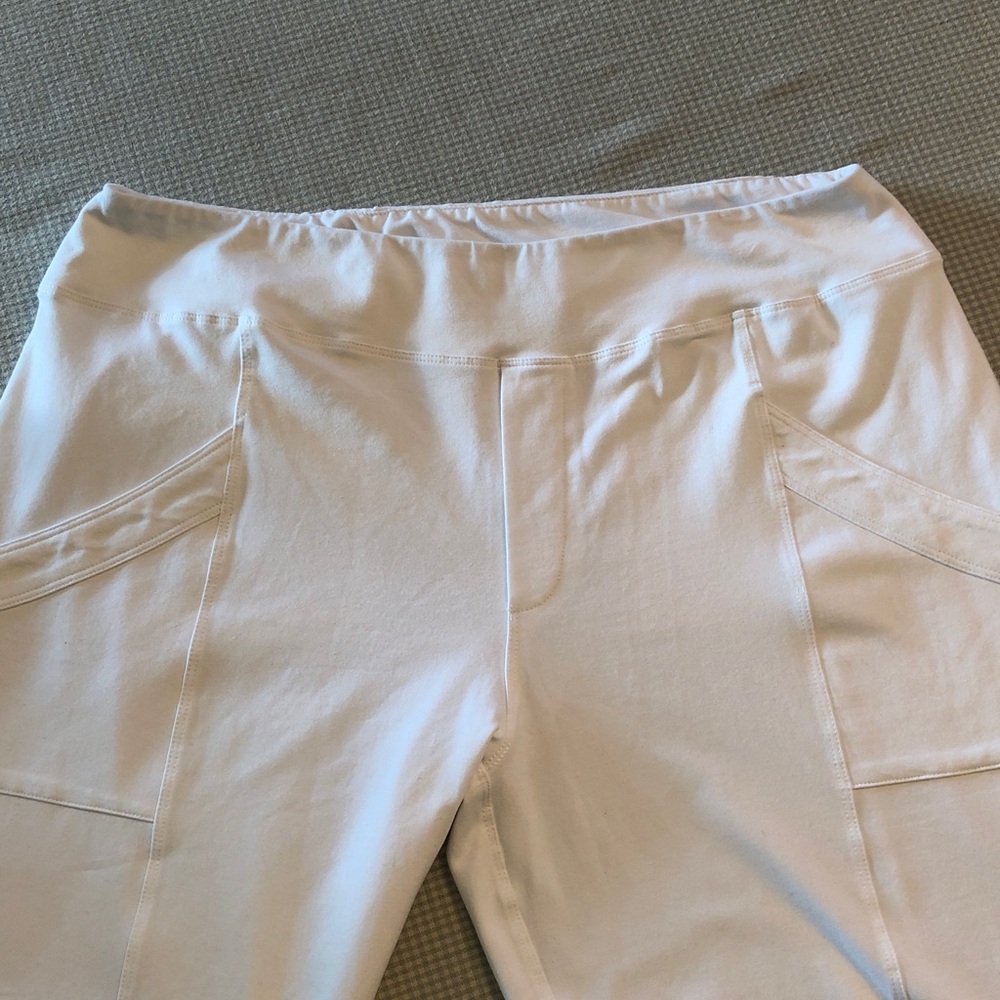 Neon Buddha White Capris Crop Pants XL Elasticized Waist Stretchy 4-Pocket #1241